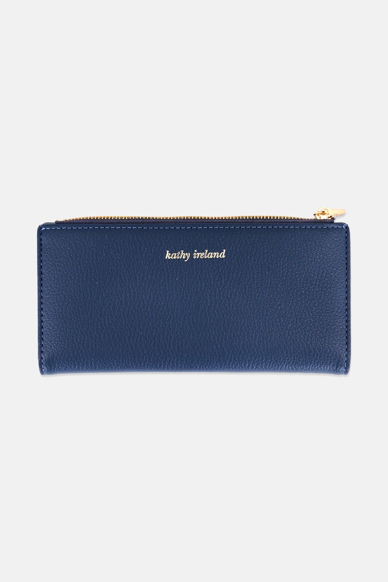 Kathy Ireland Women Brand Logo Wallet, Dark Dusty Blue - Image 1